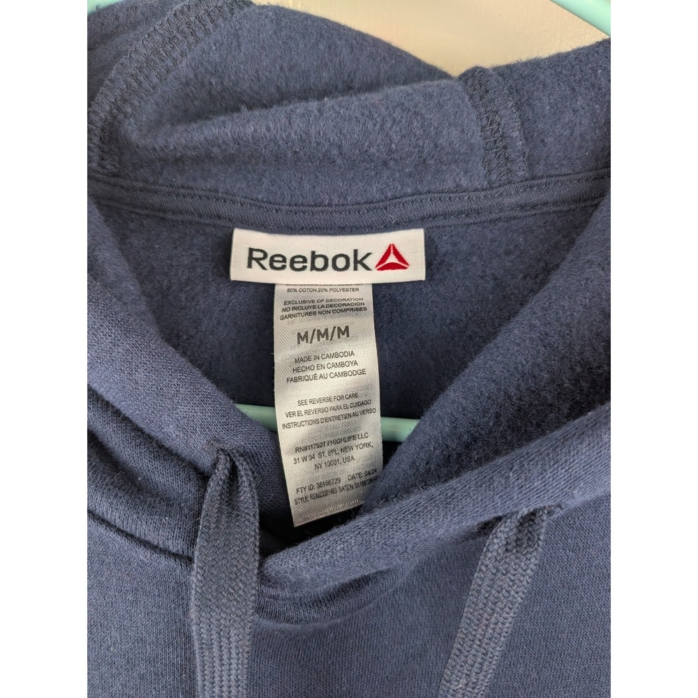 Reebok Mens Navy Blue Fleece Pullover Hoodie Sweatshirt REM233FH03 Size M NWT - Picture 3 of 5